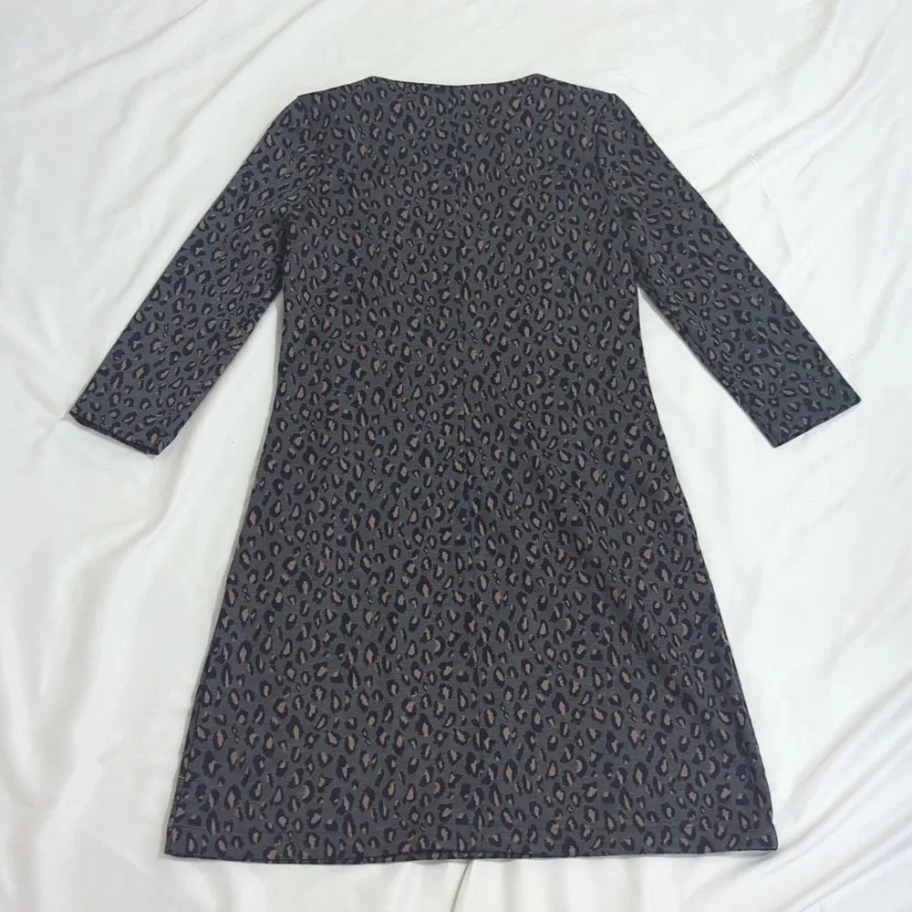 Nicole Miller 3/4 Sleeve Dress Color Grey Leopard Size S - Picture 5 of 14